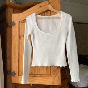 Gentle Fawn Elegant White Ivoire Ribbed Knit Top